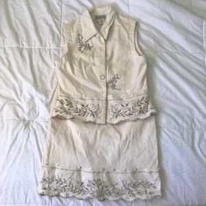 Vintage Matching Cream Vest & Skirt (Western Style